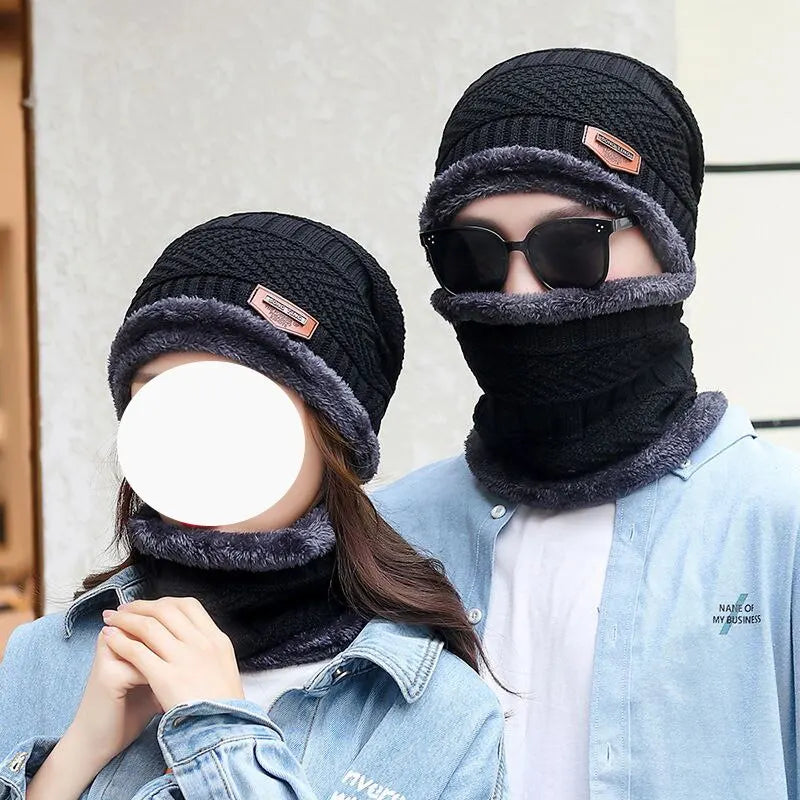 Hat: Men'S Winter Knitted Woolen Hat with Pile Thickened Warmth and Cold Cycling Women'S Cotton Hat
