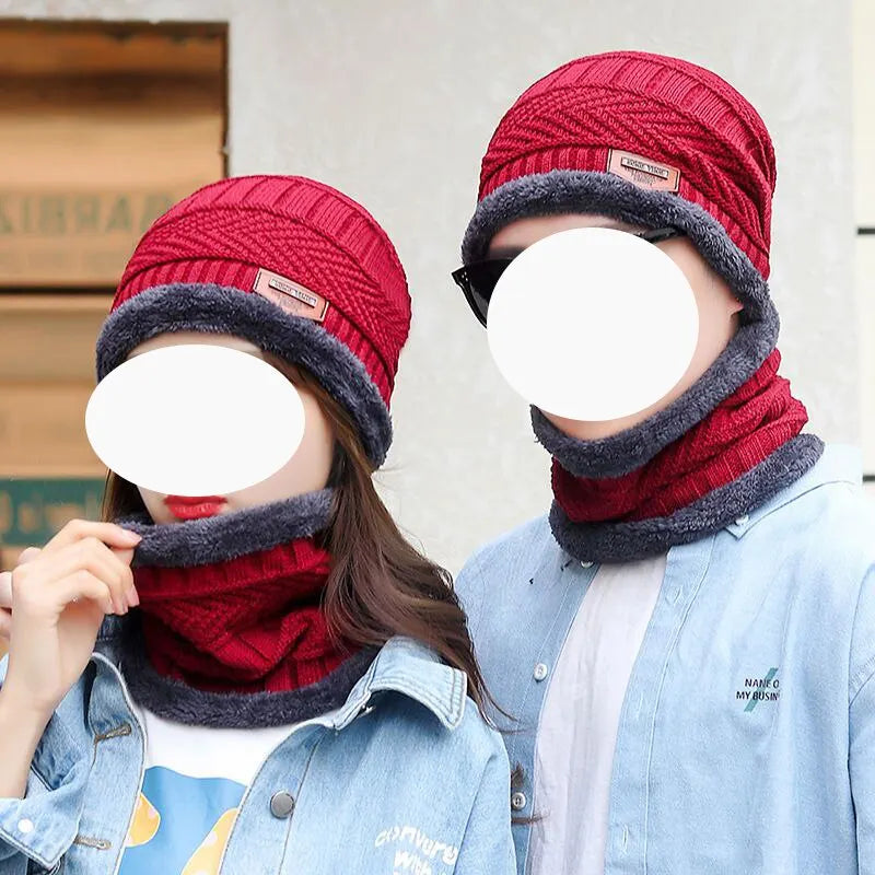 Hat: Men'S Winter Knitted Woolen Hat with Pile Thickened Warmth and Cold Cycling Women'S Cotton Hat