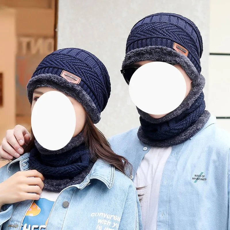 Hat: Men'S Winter Knitted Woolen Hat with Pile Thickened Warmth and Cold Cycling Women'S Cotton Hat