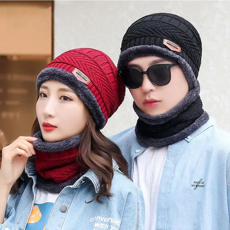 Hat: Men'S Winter Knitted Woolen Hat with Pile Thickened Warmth and Cold Cycling Women'S Cotton Hat