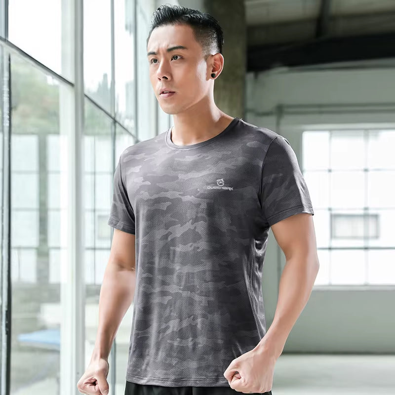 Men Short Sleeve Quick Dry Sports Running T Shirt Breathable Loose Tops T-Shirts Tees Fitness Gym Workout Shirts Jersey