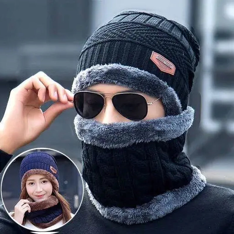 Hat: Men'S Winter Knitted Woolen Hat with Pile Thickened Warmth and Cold Cycling Women'S Cotton Hat