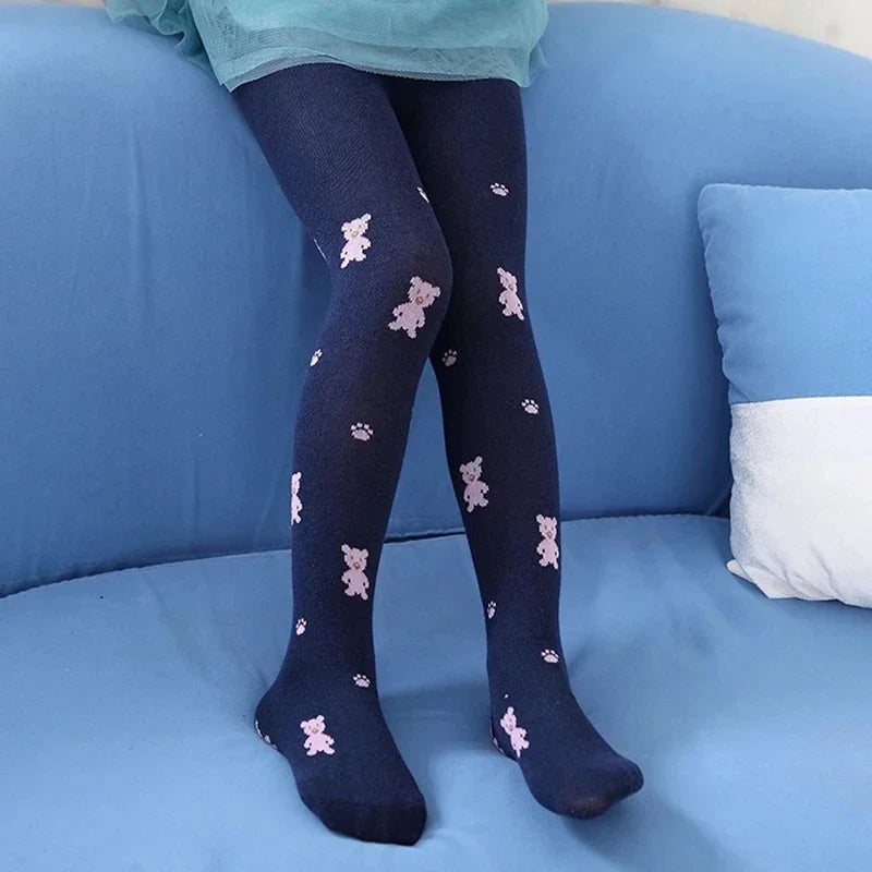Girls Tights Cartoon Bear Stockings Kids Pantyhose 2024 Spring Autumn Winter 2 to 9 Years Children'S Tights Cotton Clothing