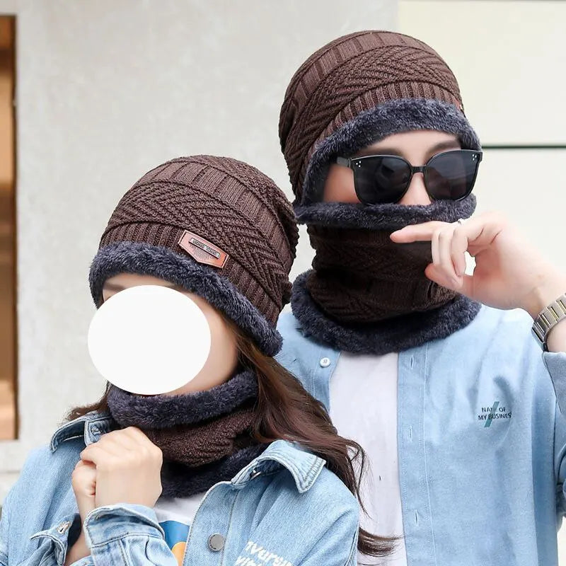 Hat: Men'S Winter Knitted Woolen Hat with Pile Thickened Warmth and Cold Cycling Women'S Cotton Hat