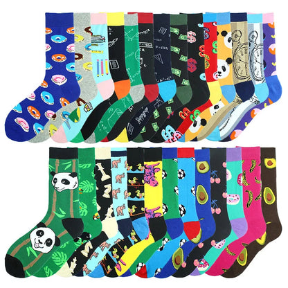 New Mens Sock Brand Diamond Ramen Astronaut Pattern Hip Hop Cool Socks for Men Winter Thick Long Skate Funny Socks Colorful