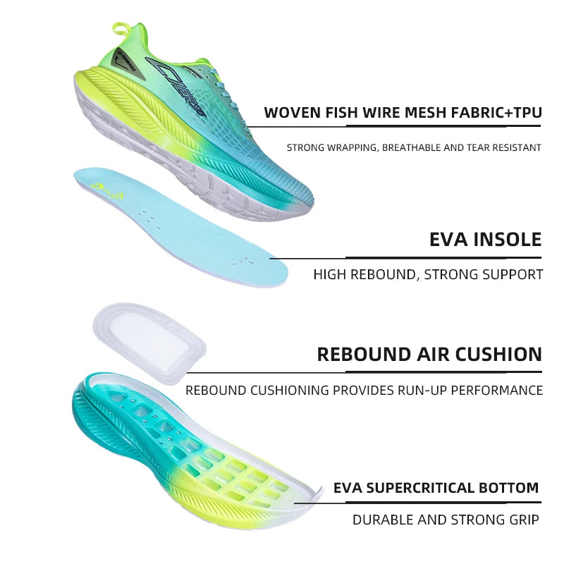 CIERSE New Cushioning Running Shoes for Men Suitable Heavy Runners Lace up Sports Women Non-Slip Outdoor Athletic Male Sneakers