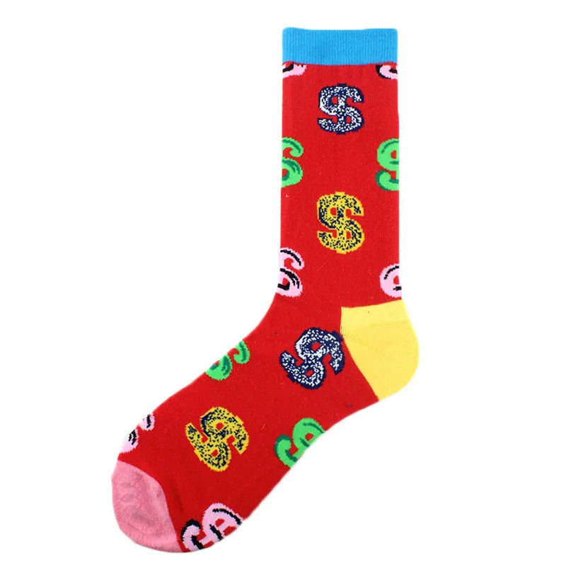 New Mens Sock Brand Diamond Ramen Astronaut Pattern Hip Hop Cool Socks for Men Winter Thick Long Skate Funny Socks Colorful
