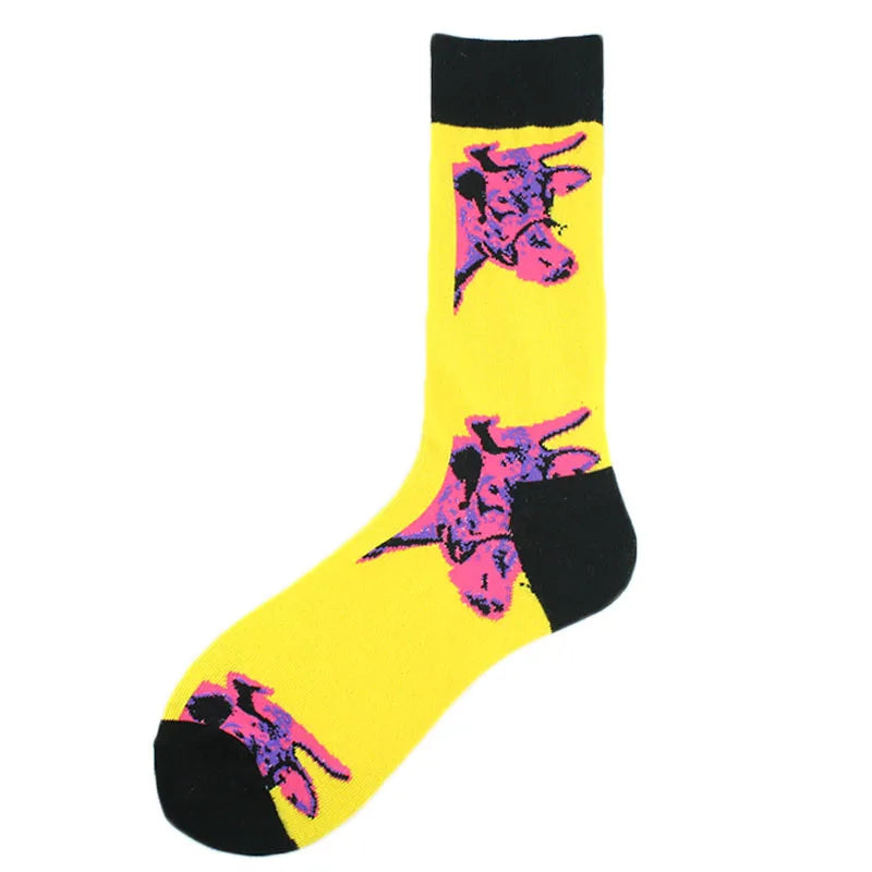 New Mens Sock Brand Diamond Ramen Astronaut Pattern Hip Hop Cool Socks for Men Winter Thick Long Skate Funny Socks Colorful