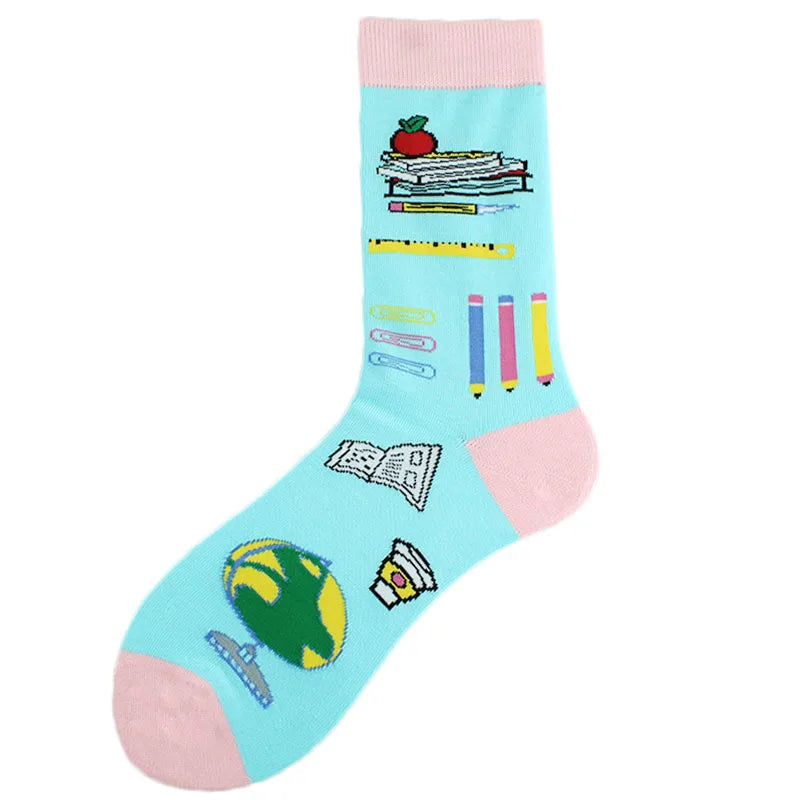 New Mens Sock Brand Diamond Ramen Astronaut Pattern Hip Hop Cool Socks for Men Winter Thick Long Skate Funny Socks Colorful