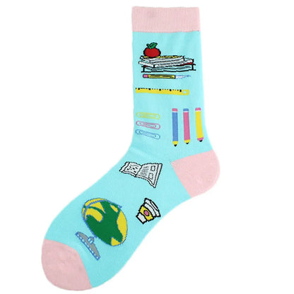 New Mens Sock Brand Diamond Ramen Astronaut Pattern Hip Hop Cool Socks for Men Winter Thick Long Skate Funny Socks Colorful