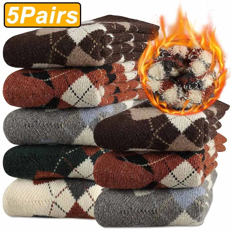 5Pairs Winter Thicken Wool Merino Socks Women Towel Keep Warm Winter Socks Cotton New Year Christmas Gift Russia Socks for Man