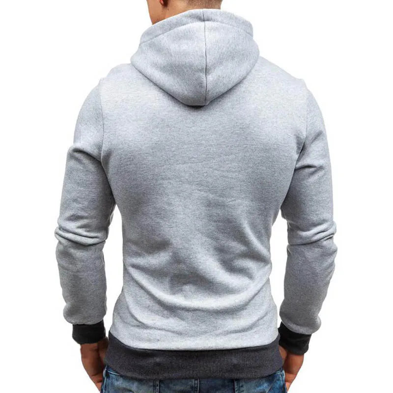 New Casual Solid Mens Hoodies Diagonal Zipper Long Sleeve Hoodie Sweatshirts Men Hoody Pullover Sweatshirt Hooded Sweat Homme