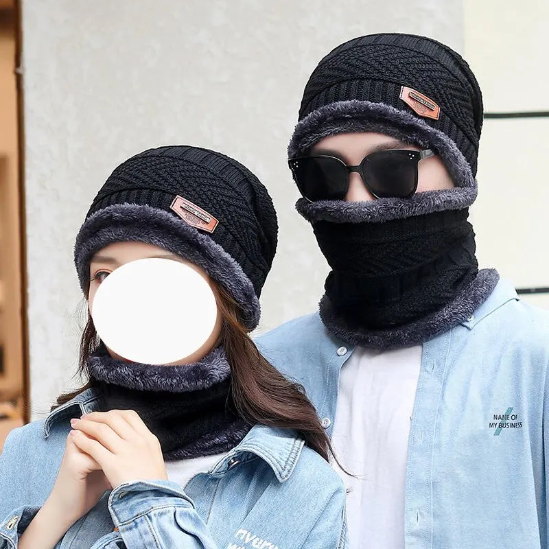 Hat: Men'S Winter Knitted Woolen Hat with Pile Thickened Warmth and Cold Cycling Women'S Cotton Hat