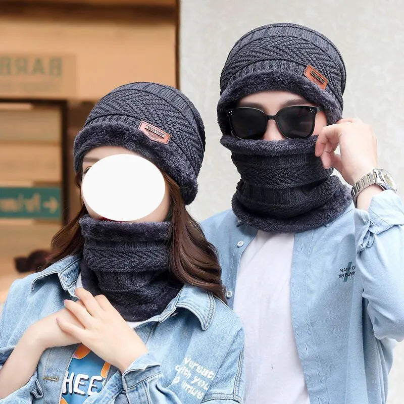 Hat: Men'S Winter Knitted Woolen Hat with Pile Thickened Warmth and Cold Cycling Women'S Cotton Hat