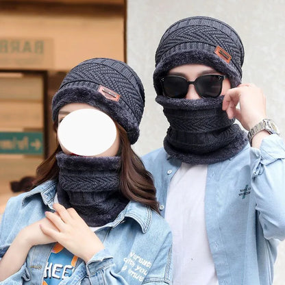 Hat: Men'S Winter Knitted Woolen Hat with Pile Thickened Warmth and Cold Cycling Women'S Cotton Hat