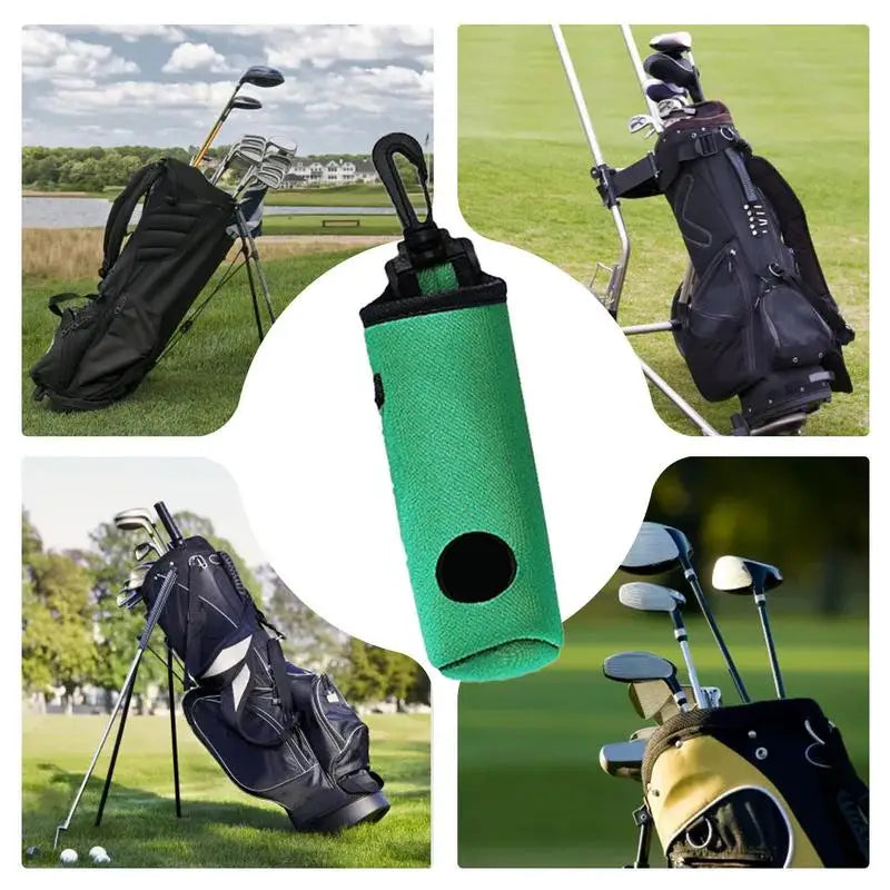 Golf Ball Holder Portable Golf Tee Holders Outdoor Golf Accessories Golf Ball Sleeve with Belt Clip Golf Ball Storage Bag For