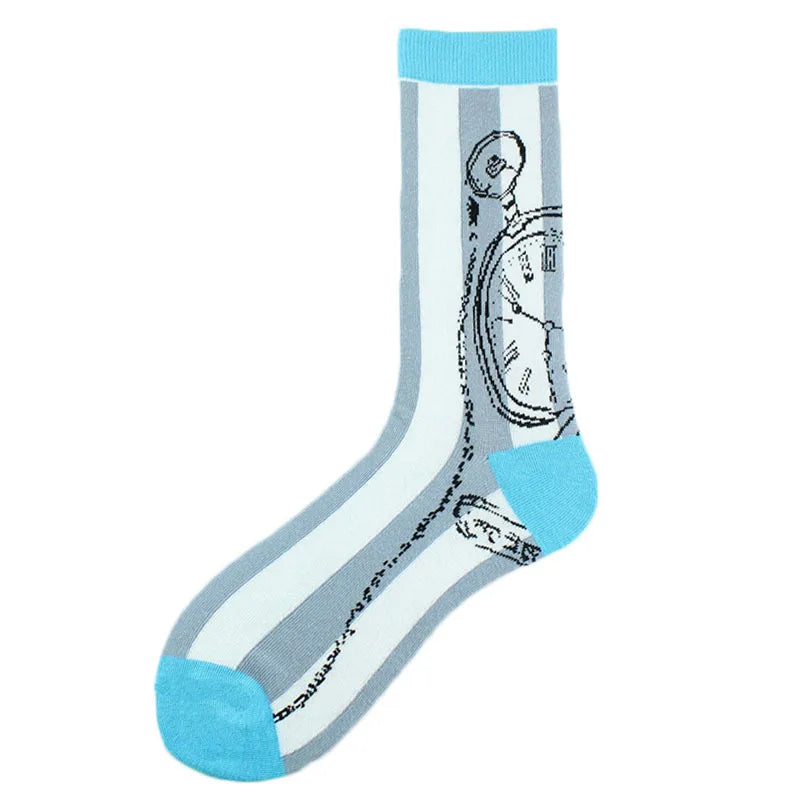 New Mens Sock Brand Diamond Ramen Astronaut Pattern Hip Hop Cool Socks for Men Winter Thick Long Skate Funny Socks Colorful