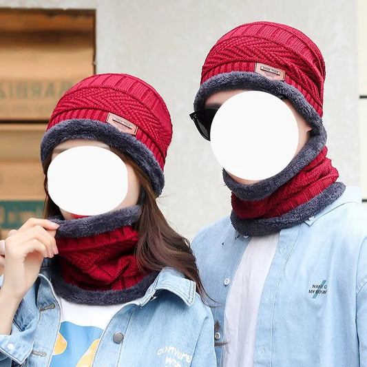Hat: Men'S Winter Knitted Woolen Hat with Pile Thickened Warmth and Cold Cycling Women'S Cotton Hat