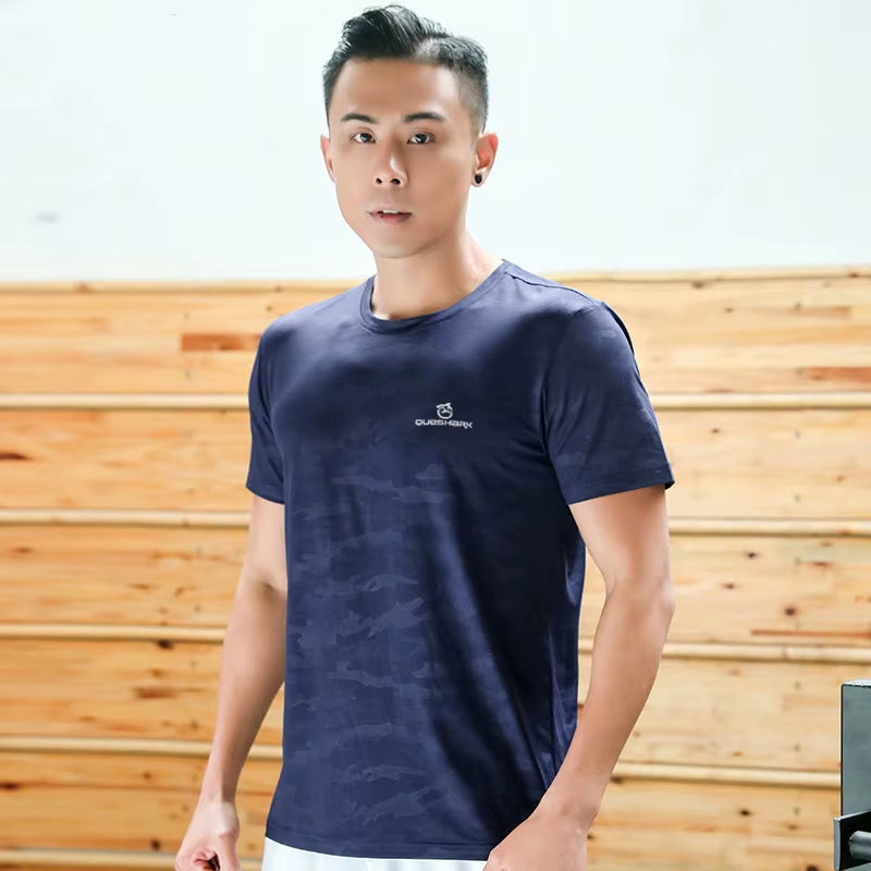 Men Short Sleeve Quick Dry Sports Running T Shirt Breathable Loose Tops T-Shirts Tees Fitness Gym Workout Shirts Jersey