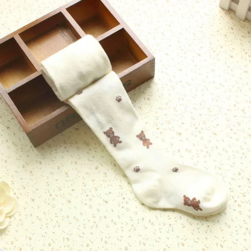 Girls Tights Cartoon Bear Stockings Kids Pantyhose 2024 Spring Autumn Winter 2 to 9 Years Children'S Tights Cotton Clothing