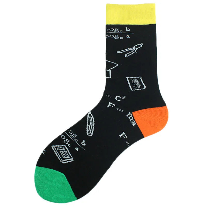 New Mens Sock Brand Diamond Ramen Astronaut Pattern Hip Hop Cool Socks for Men Winter Thick Long Skate Funny Socks Colorful