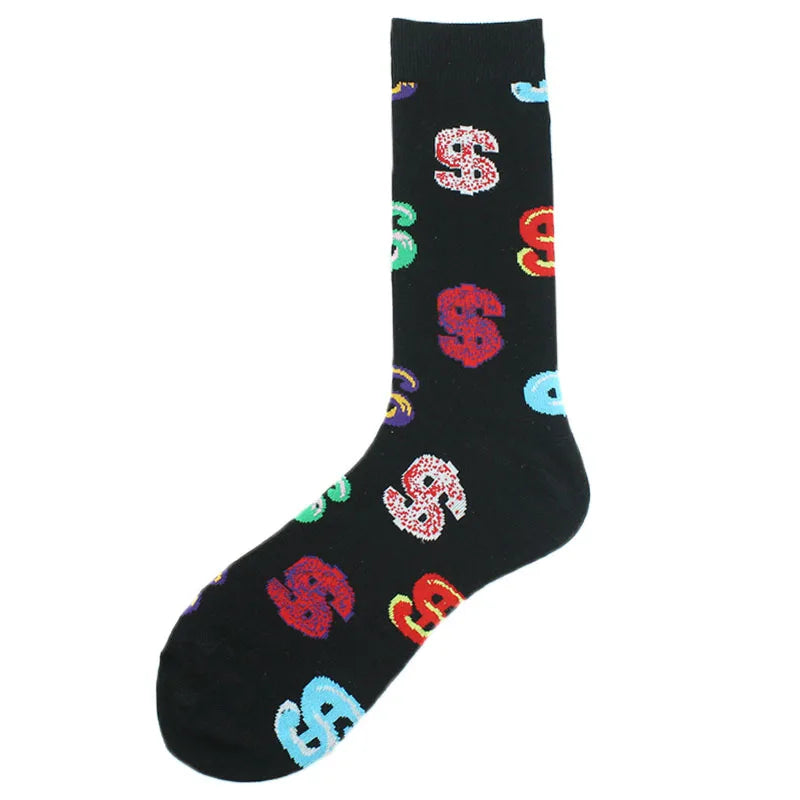 New Mens Sock Brand Diamond Ramen Astronaut Pattern Hip Hop Cool Socks for Men Winter Thick Long Skate Funny Socks Colorful