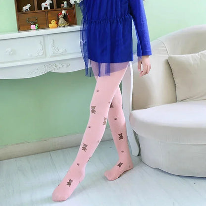 Girls Tights Cartoon Bear Stockings Kids Pantyhose 2024 Spring Autumn Winter 2 to 9 Years Children'S Tights Cotton Clothing