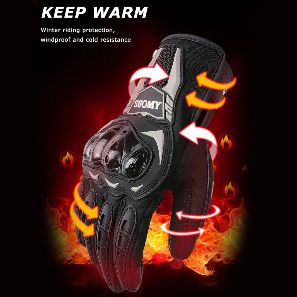 Winter Motorcycle Gloves Men Women Touchscreen Motocross Gloves Waterproof PVC Hard Shell Protection Motorbike Gloves Keep Warm