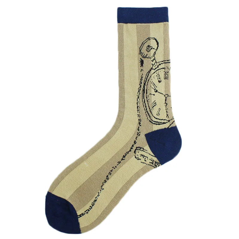 New Mens Sock Brand Diamond Ramen Astronaut Pattern Hip Hop Cool Socks for Men Winter Thick Long Skate Funny Socks Colorful